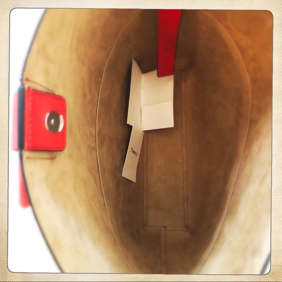 BRAND NEW THEORY LARGE HOOP TOTE IN RED LEATHER!! - Picture 7 of 8